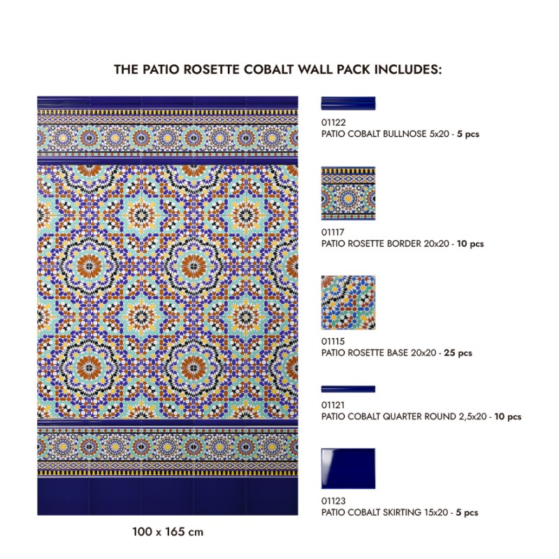 Patio Rosette Cobalt - Wall Pack (linear meter)