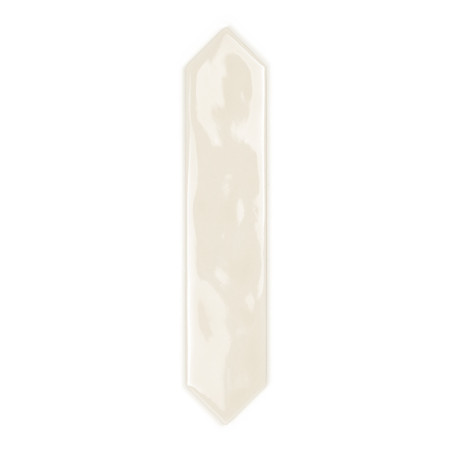 O ladrilho é de formato hexagonal alongado e brilhante com pontas pontiagudas, de cor creme claro, exibido sobre um fundo branco O ladrilho é de formato hexagonal alongado e brilhante com pontas pontiagudas, de cor creme claro, exibido sobre um fundo branco