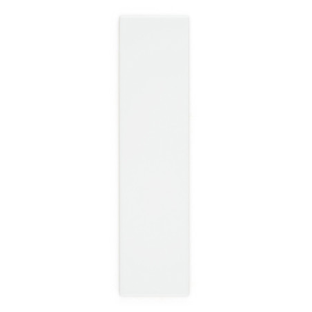 A plain, rectangular white tile rests against a blank background, emphasizing simplicity and minimalism in design.