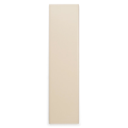 A rectangular, beige tile stands vertically against a plain white background, highlighting its smooth surface and uniform color.
