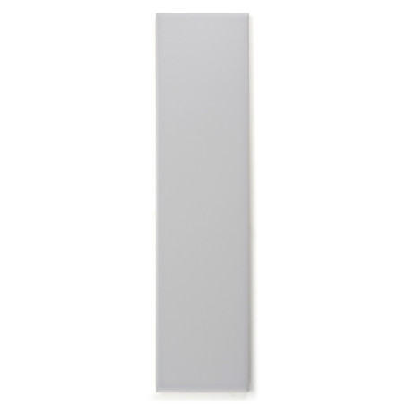 A rectangular, smooth, light gray tile vertically stands against a white background, creating a simple and minimalist appearance A rectangular, smooth, light gray tile vertically stands against a white background, creating a simple and minimalist appearance