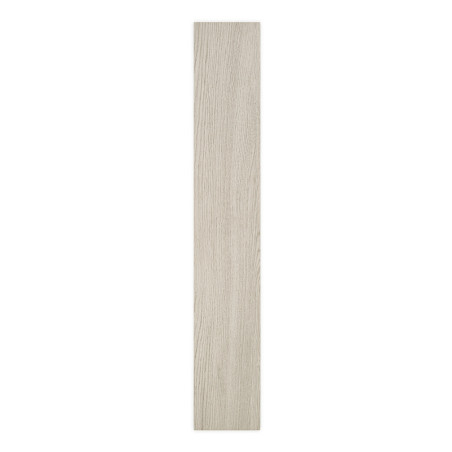Eine lange, schmale, rechteckige Fliese weist ein helles Holzmaserungsmuster auf. es ruht vertikal vor einem weißen Hintergrund. Eine lange, schmale, rechteckige Fliese weist ein helles Holzmaserungsmuster auf. es ruht vertikal vor einem weißen Hintergrund.
