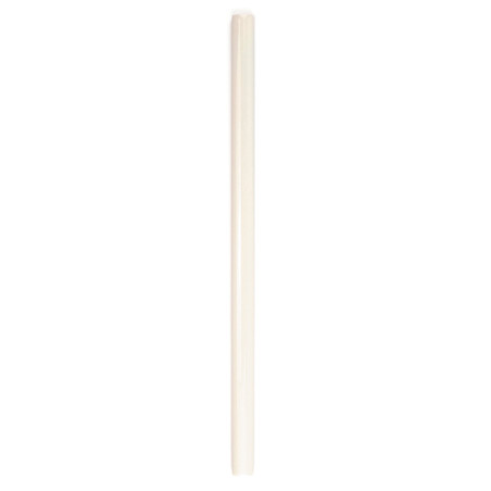 Um ladrilho cerâmico longo, estreito e de cor clara fica verticalmente contra um fundo branco liso. Um ladrilho cerâmico longo, estreito e de cor clara fica verticalmente contra um fundo branco liso.