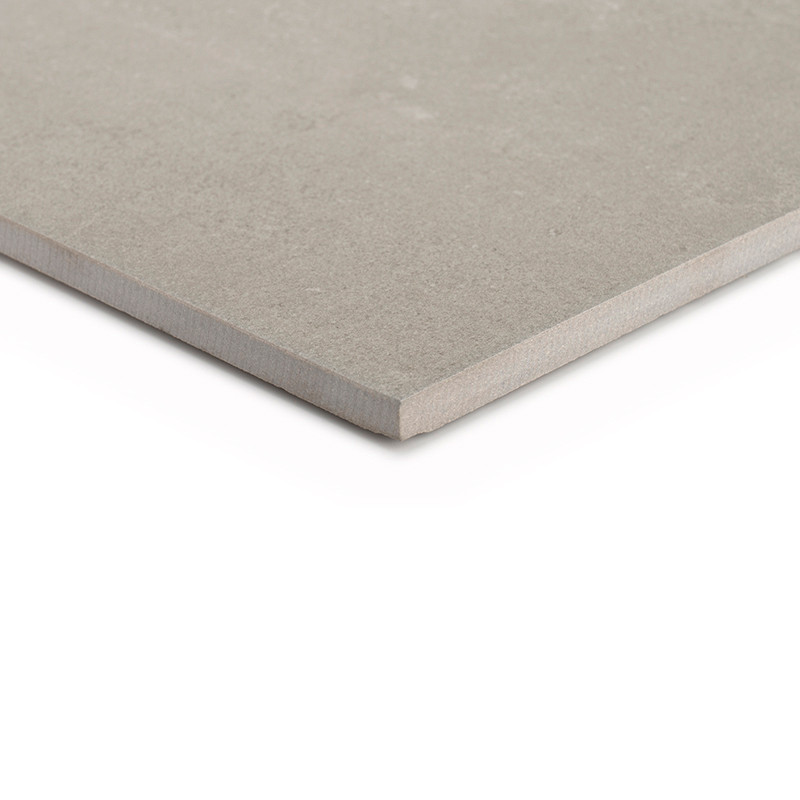 A beige, square tile rests flat with its smooth surface exposed, edges slightly beveled, against a white background. No text is 