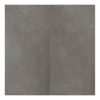 Um ladrilho retangular com superfície lisa e cinza fosco, apresentando leves variações de textura, evoca um estilo minimalista e