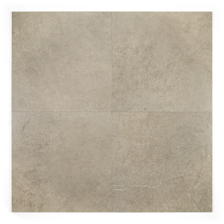 Vier quadratische graue Fliesen, die nahtlos aneinandergereiht sind, weisen eine subtile Marmorierung und Textur auf und lassen 