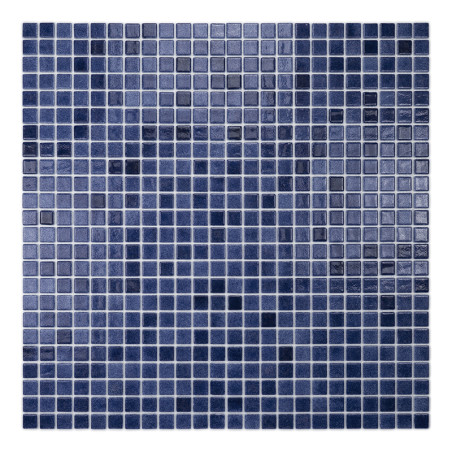 As telhas de vidro azul formam um padrão de mosaico quadrado, criando um efeito cintilante em vários tons, sugerindo profundidad As telhas de vidro azul formam um padrão de mosaico quadrado, criando um efeito cintilante em vários tons, sugerindo profundidad