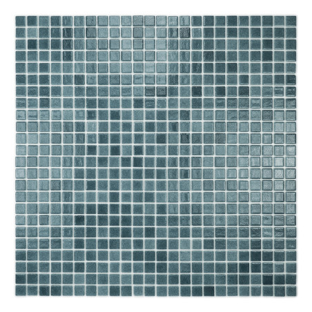 Ladrilhos quadrados azul-esverdeados formam um padrão de mosaico simétrico, criando uma superfície texturizada e reflexiva com s