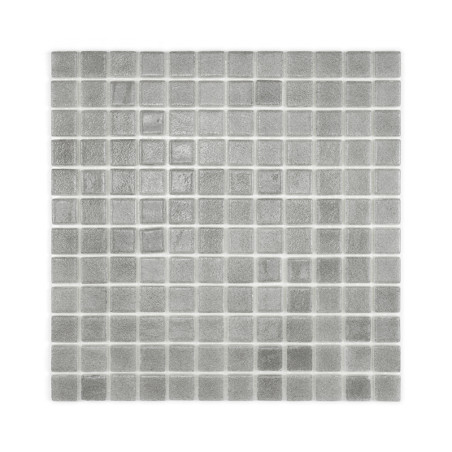 Les carreaux de mosaïque de verre gris sont disposés uniformément pour former un motif carré, créant une surface réfléchissante Les carreaux de mosaïque de verre gris sont disposés uniformément pour former un motif carré, créant une surface réfléchissante