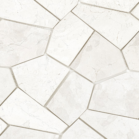 Los azulejos de piedra hexagonales se entrelazan a la perfección, formando un patrón geométrico. La superficie blanca texturizad Los azulejos de piedra hexagonales se entrelazan a la perfección, formando un patrón geométrico. La superficie blanca texturizad