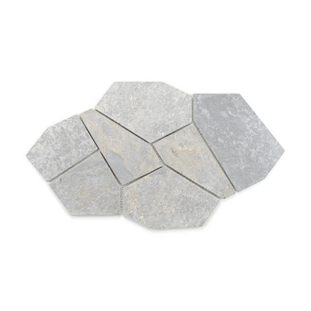 Azulejos de piedra hexagonales dispuestas en un patrón escalonado, que muestran tonos grises mezclados y variaciones sutiles de Azulejos de piedra hexagonales dispuestas en un patrón escalonado, que muestran tonos grises mezclados y variaciones sutiles de