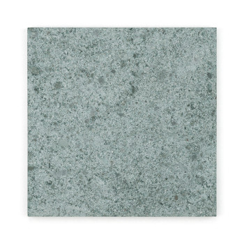 Nove ladrilhos quadrados de pedra verde alinhados em uma grade 3x3, exibindo variações sutis de textura e tonalidade.