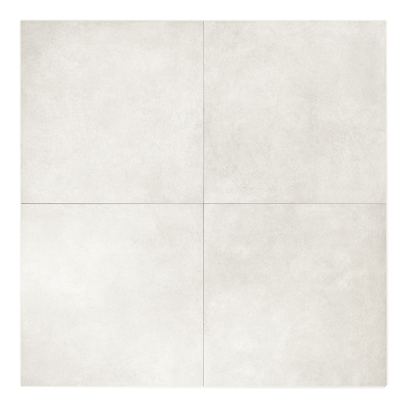A light cream ceramic tile displays a subtle, textured surface, with a slightly mottled pattern, set against a plain white backg