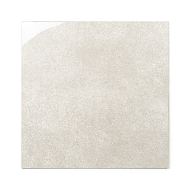 A square ceramic tile features a light, textured, matte surface. It is set against a plain white background, suggesting a neutra