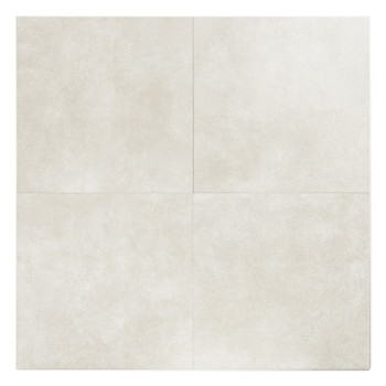 A square ceramic tile features a light, textured, matte surface. It is set against a plain white background, suggesting a neutra