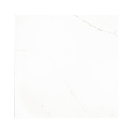 A square white tile displays subtle gray veining, resembling marble, set against a plain background, emphasizing its sleek, mini