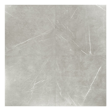 Gray marble tile with subtle white veining, creating an elegant and sophisticated appearance, suitable for modern interior floor