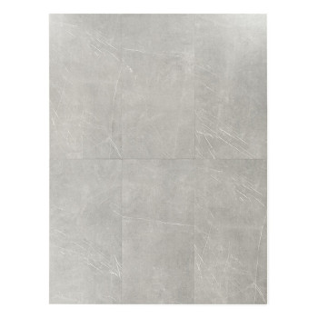 A rectangular, light gray tile features subtle marbling patterns, suggesting a smooth and sleek surface suitable for flooring or