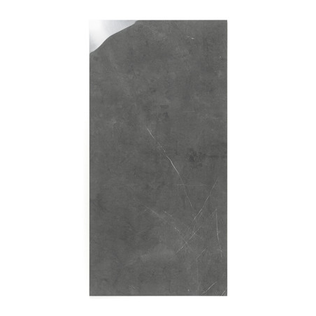Die Fliese ist eine rechteckige Platte aus strukturiertem dunkelgrauem Material mit dezenter weißlicher Marmorierung, die auf ei