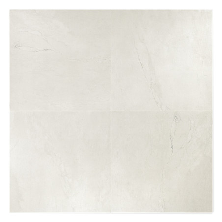 Quatre carreaux gris clair texturés disposés en grille carrée, présentant de subtils motifs veinés, créant une apparence lisse e