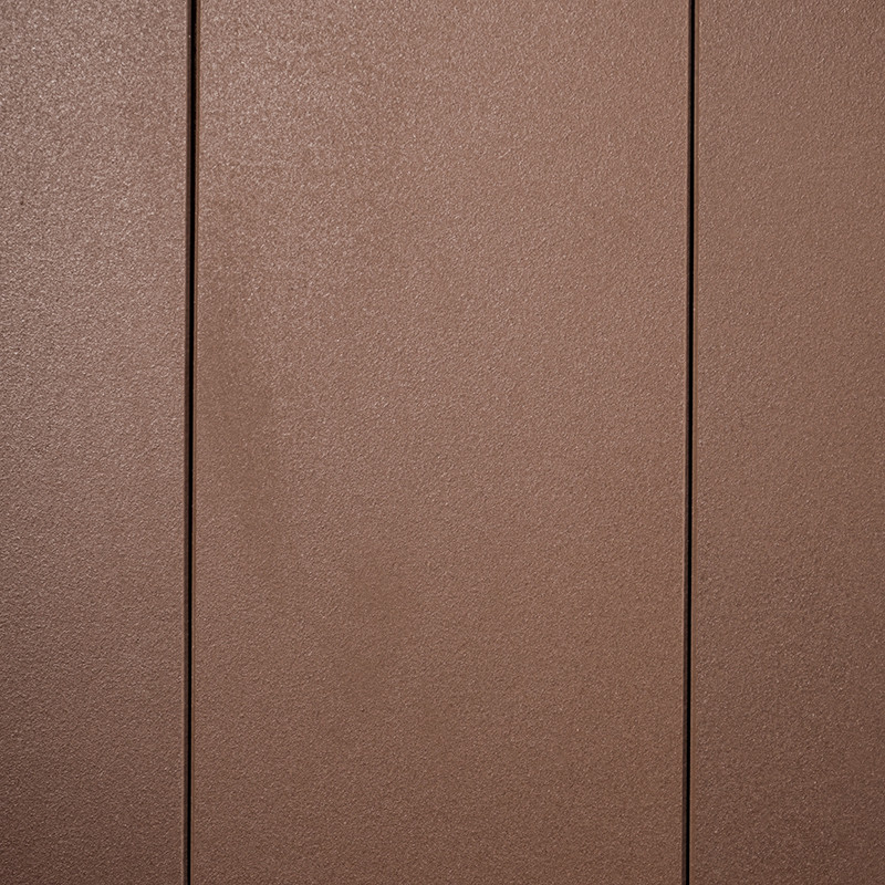 Three vertical, rectangular brown tiles line up seamlessly, creating a uniform, textured surface in a minimalistic, indoor setti