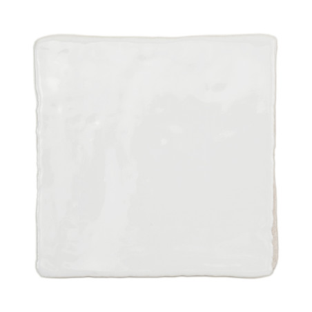 Glanzend witte terracotta tegels zitten nog steeds op een effen, neutrale achtergrond.