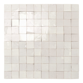 Square terracotta tiles arranged in a 10x10 grid, each aligned evenly, creating a smooth, uniform pattern.