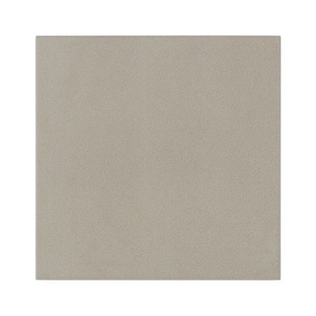 A square, light gray ceramic tile sits idle, showcasing a smooth, matte finish. it rests against a plain, white background.