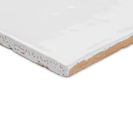Square terracotta tile, coated with smooth white glaze, displayed against a plain white background. No text present. Square terracotta tile, coated with smooth white glaze, displayed against a plain white background. No text present.