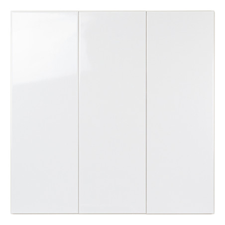 Tres azulejos blancos rectangulares brillantes están alineados verticalmente, formando una superficie lisa y sin costuras. Crean Tres azulejos blancos rectangulares brillantes están alineados verticalmente, formando una superficie lisa y sin costuras. Crean