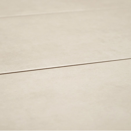 Een gladde, beige tegel ligt plat. het oppervlak is subtiel gestructureerd met een lineaire groef die er overheen loopt, wat een