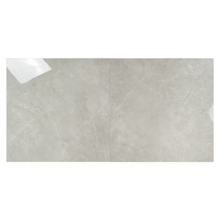 Le carreau rectangulaire présente une texture lisse semblable à du marbre gris clair avec de subtiles veines blanches, réfléchis