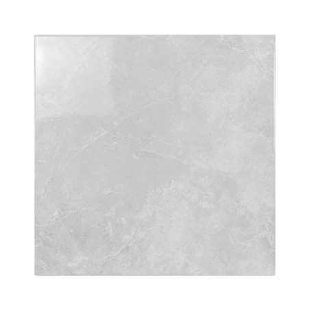 Un azulejo cuadrado de color gris claro con sutiles vetas blancas es estacionario, se asemeja a la piedra natural y es adecuado 