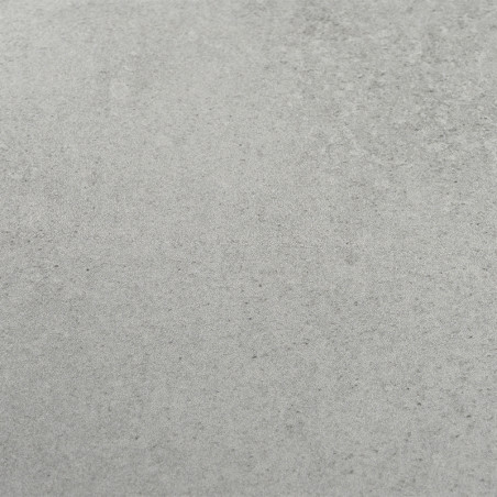Un carreau gris clair présente une surface lisse et subtilement texturée, ressemblant à du béton, adaptée aux espaces intérieurs
