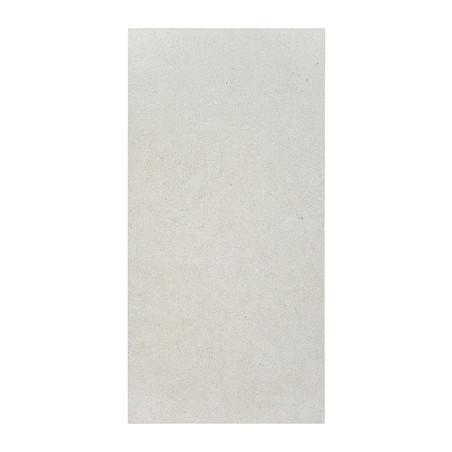 O ladrilho retangular exibe uma superfície lisa, cinza claro, com manchas sutis, contra um fundo branco.