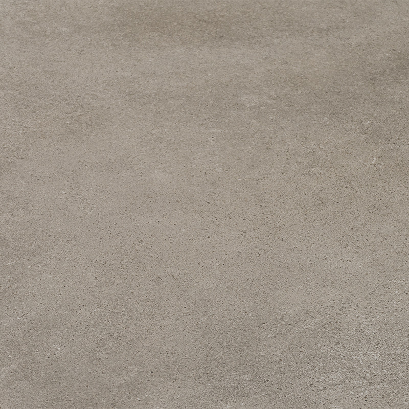 Matte gray tile, slightly rough and mottled surface; used as flooring or cladding, uniform color between beige and gray.