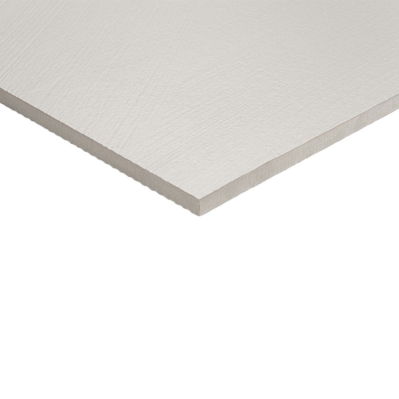 Light beige rectangular tile seen from the corner, slightly rough surface; minimalist white background suggesting a catalog presentation.